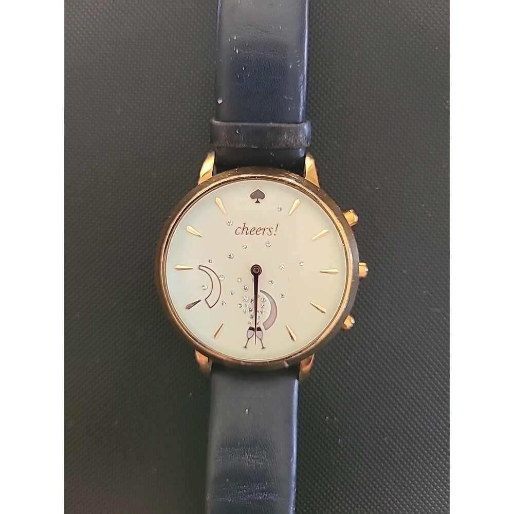 Kate Spade Grand Metro Hybrid Watch Women 40mm Leather Cheers Needs Battery